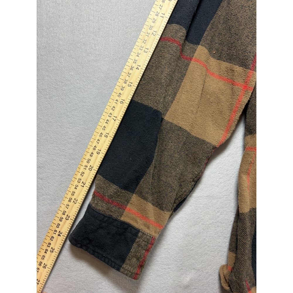 Levi's Plaid Flannel Shirt Jacket Tan Black Buffalo Check Cotton Fall Grunge - Picture 4 of 7